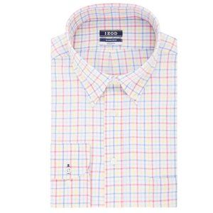 NWT IZOD Regular Fit Check Print LS Dress shirt